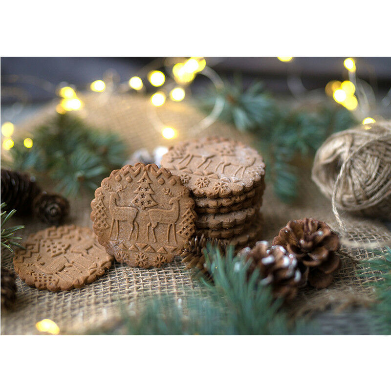 Christmas Wooden Rolling Pin Embossing Baking Cookies Cake Dough Xmas Roller  | Shopee Malaysia