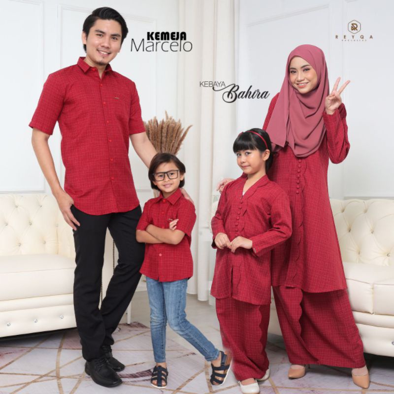 SET FAMILY / KEBAYA BAHIRA 2.0 & KEMEJA MARCELO SEDONDON / MAROON / 6 HOT COLOUR / BAJU RAYA / READY STOCKS