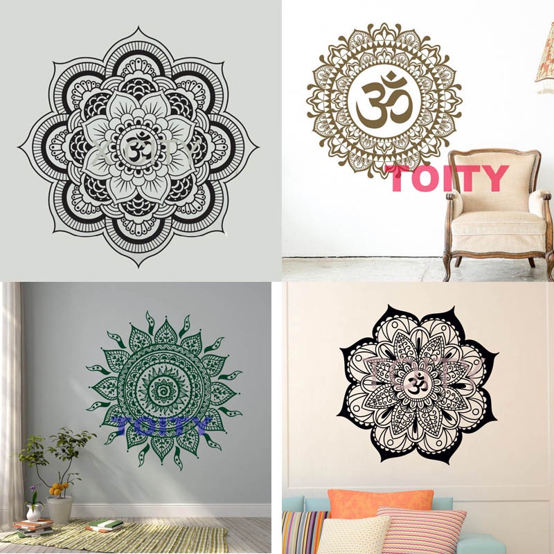 Peace Mandala Vinyl Wall Decal Yoga Sticker Menhdi Lotus Pattern Ornament Om Indian Mural Home Decor