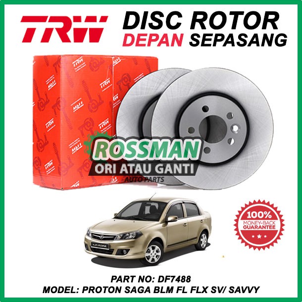 Proton Saga Blm Fl Flx Sv Savvy Trw Front Brake Disc Rotor Set Df7488 Shopee Malaysia