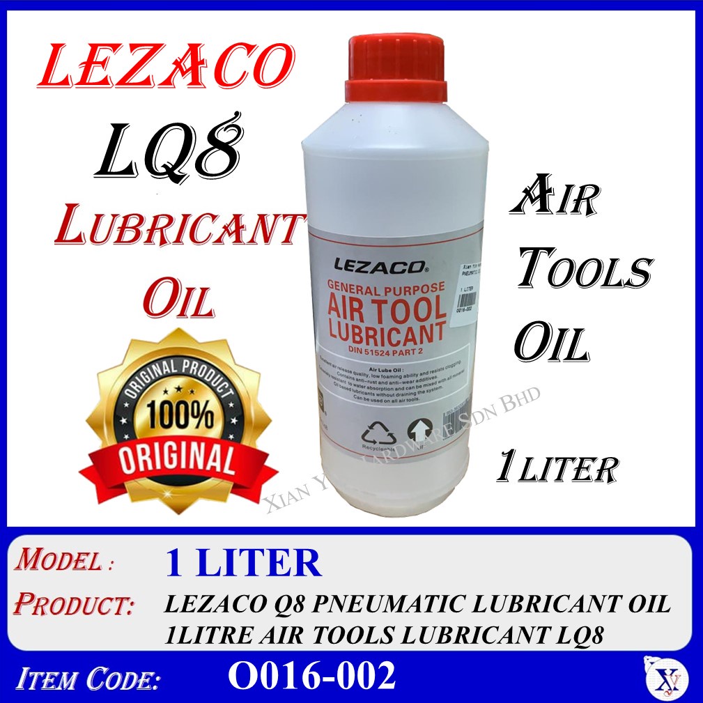 O016002 [100 ORIGINAL] LEZACO Q8 (LQ8) PNEUMATIC LUBRICANT OIL 1LITRE