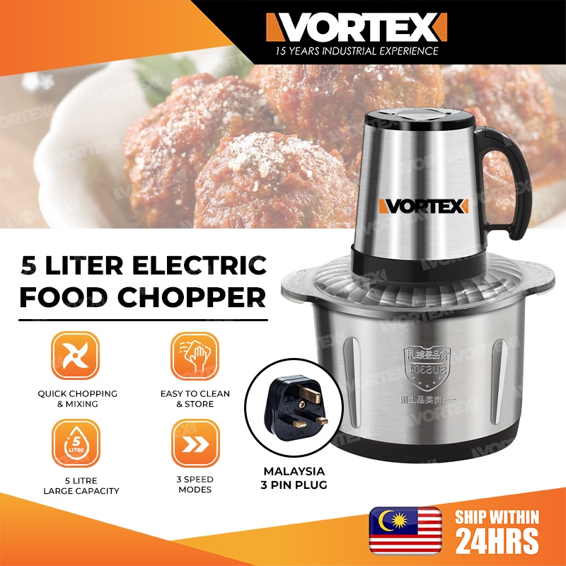 [5L LARGE] VORTEX Stainless Steel Automatic Meat Garlic Food Grinder