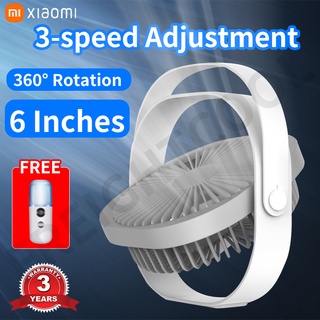 【In Stock】🔥2021 New Air Cooler 360°Rotating Three-Speed Wind Adjustment Desktop Cooling Fan USB Rechargeable Desktop Fan