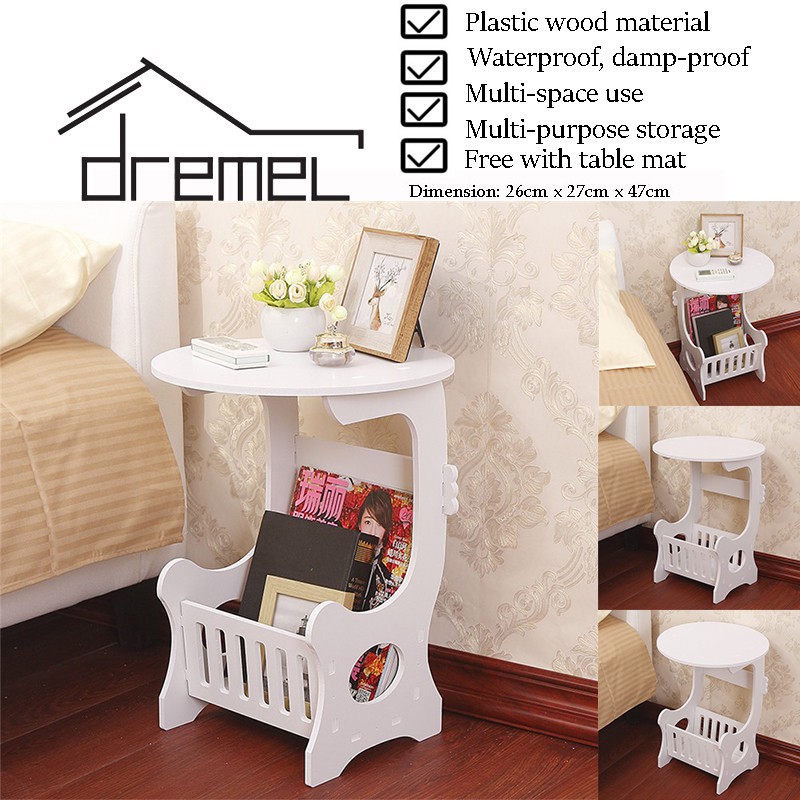 Ready Stock Dremel Round End Side Table Magazine Coffee Living Room Bedroom Small Table Free Table Mat Shopee Malaysia