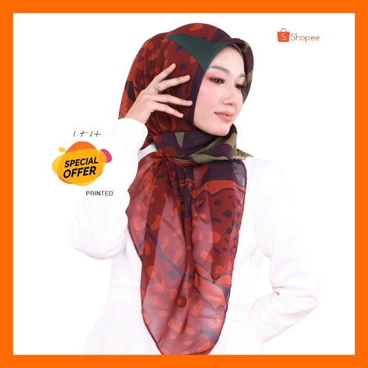 Hayda Scarf Special Offer Bawal Chiffon Printed Code Rafflesia Scarlet And Rafflesia Nude - Ezdakur