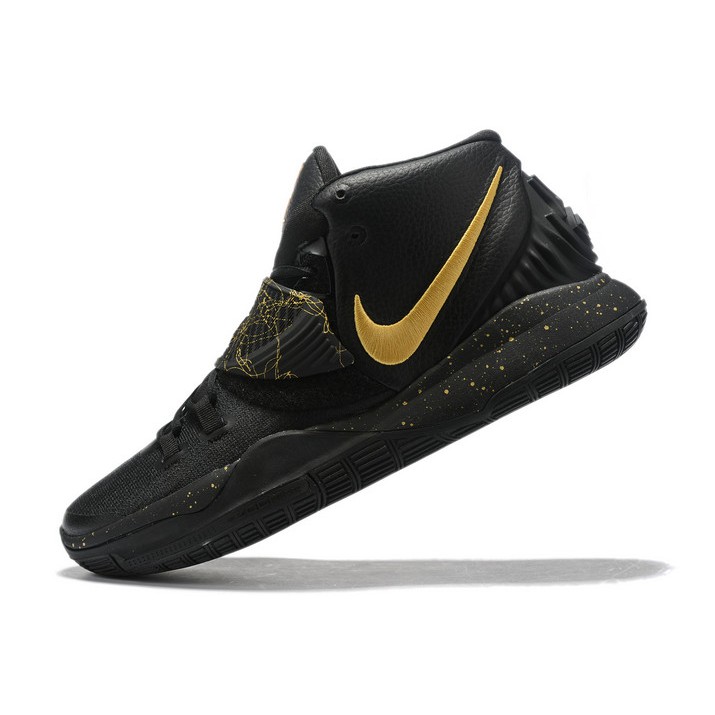 kyrie shoes black and gold