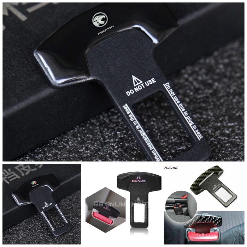 Car Safety Seat Belt Buckle Alarm Stopper Clip Clamp Honda / Perodua / Proton / Hyundai / CARBON FIBER 1pcs