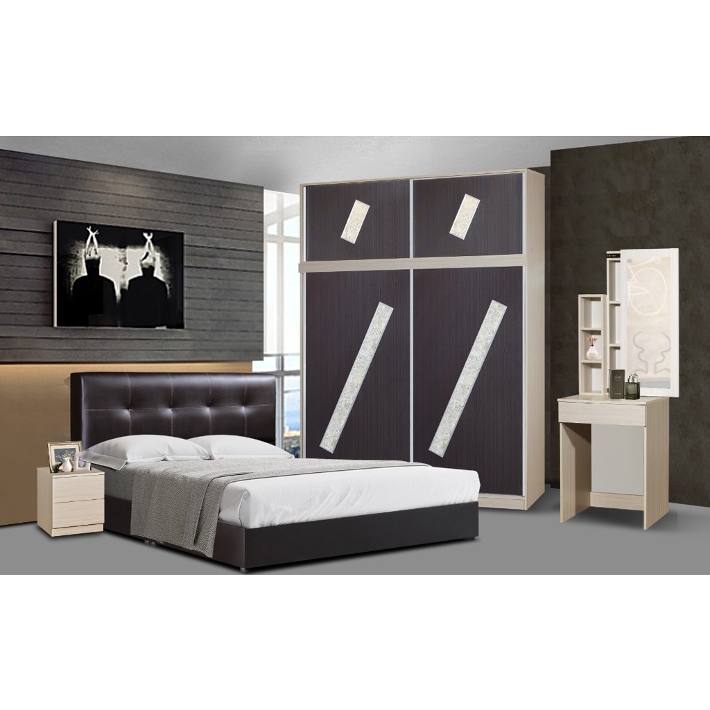 [ For Klang Valley Only ] Bedroom Set [Bed Frame + Wardrobe + Dressing ...