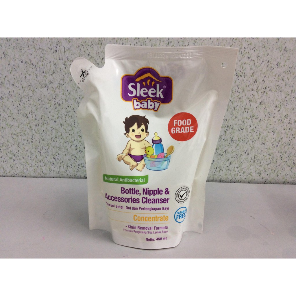 Sleek Baby Bottle, Nipples & Accessories Cleanser 450ml (Pouch ...