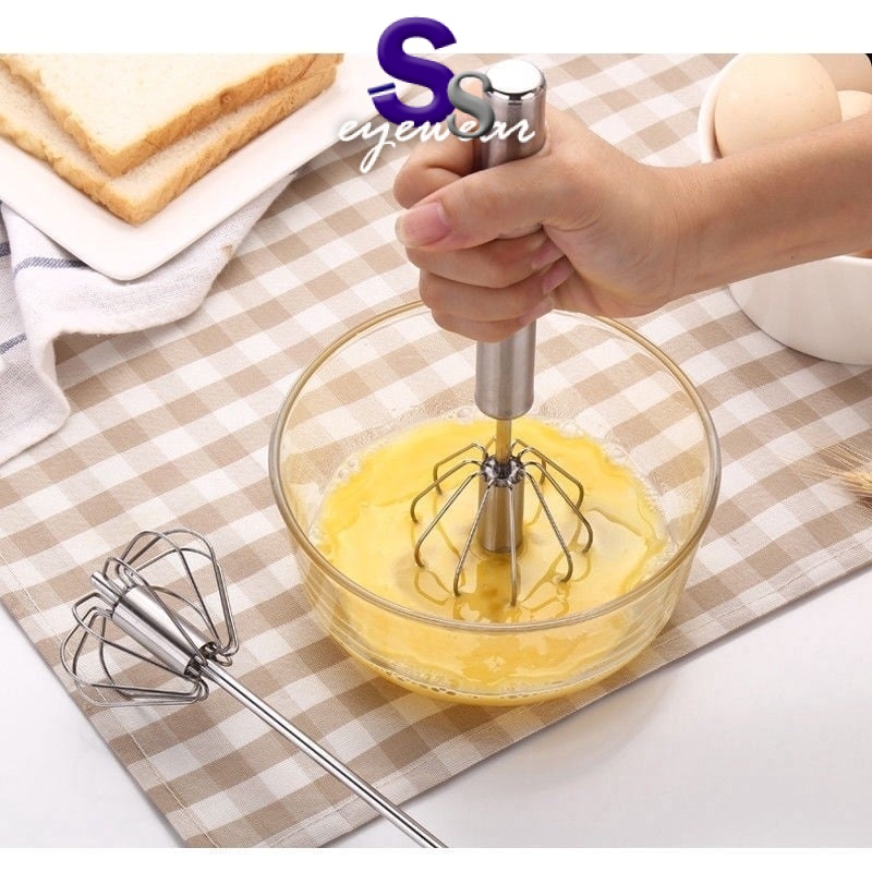 Push Rotation Auto Hand Push Stainless Steel Whisk Blender Mixer Egg Beater Cream Frother Dressings