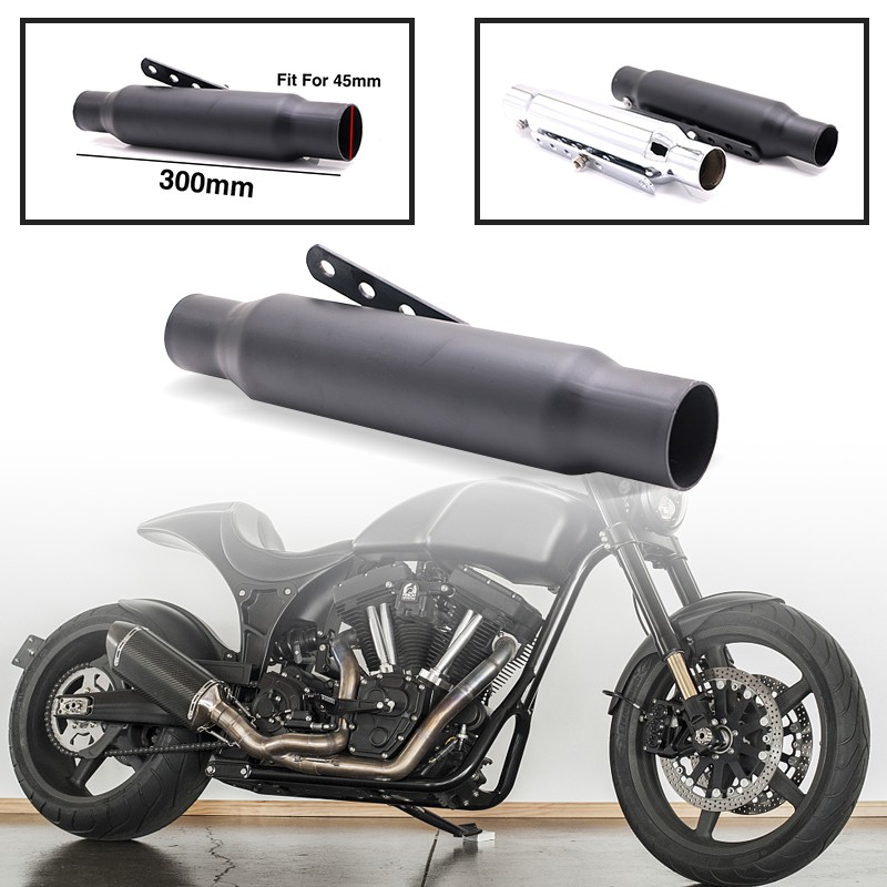 JFG RACING Universal Universal Motorcycle Exhaust Silencer Pipe 1.5 OD Inlet 12 Shorty For Harley Cafe Racer,Bobber Custom,Black 