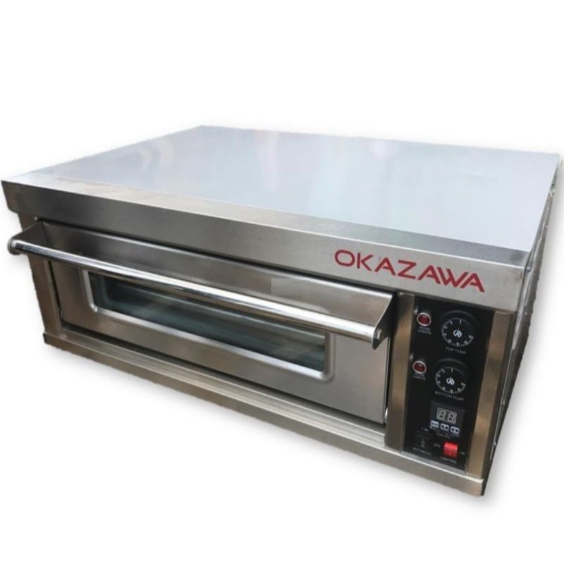 OKAZAWA Electric 1 Deck 2 Tray Heavy-Duty Digital Timer EVL12M Bread Cake Roasting Grilling Industrial Oven 重型高效生产率烤箱