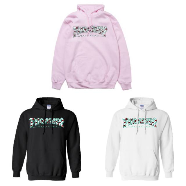 thrasher hoodie roses pink