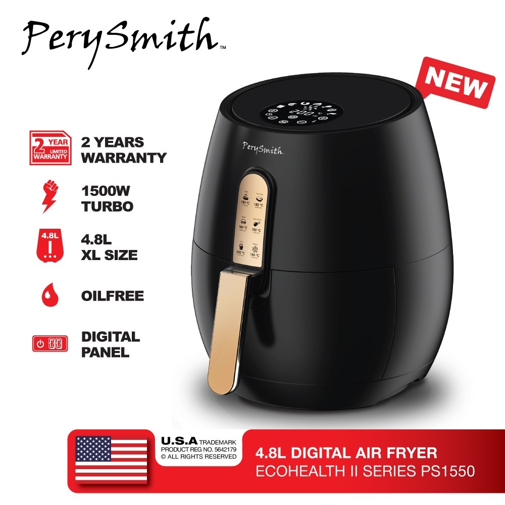 PerySmith 4.8L Digital Air Fryer [XL Size] Ecohealth Series PS1550