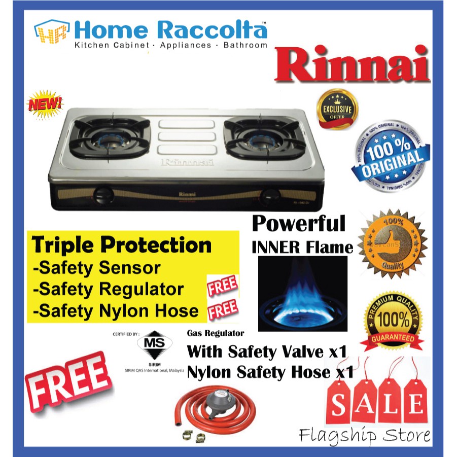 Rinnai Ri712si Gas Stove 2 Burners Gas Hob Stainless Steel Cooking Hob Ri 712si Inner Burner Gifts Shopee Malaysia