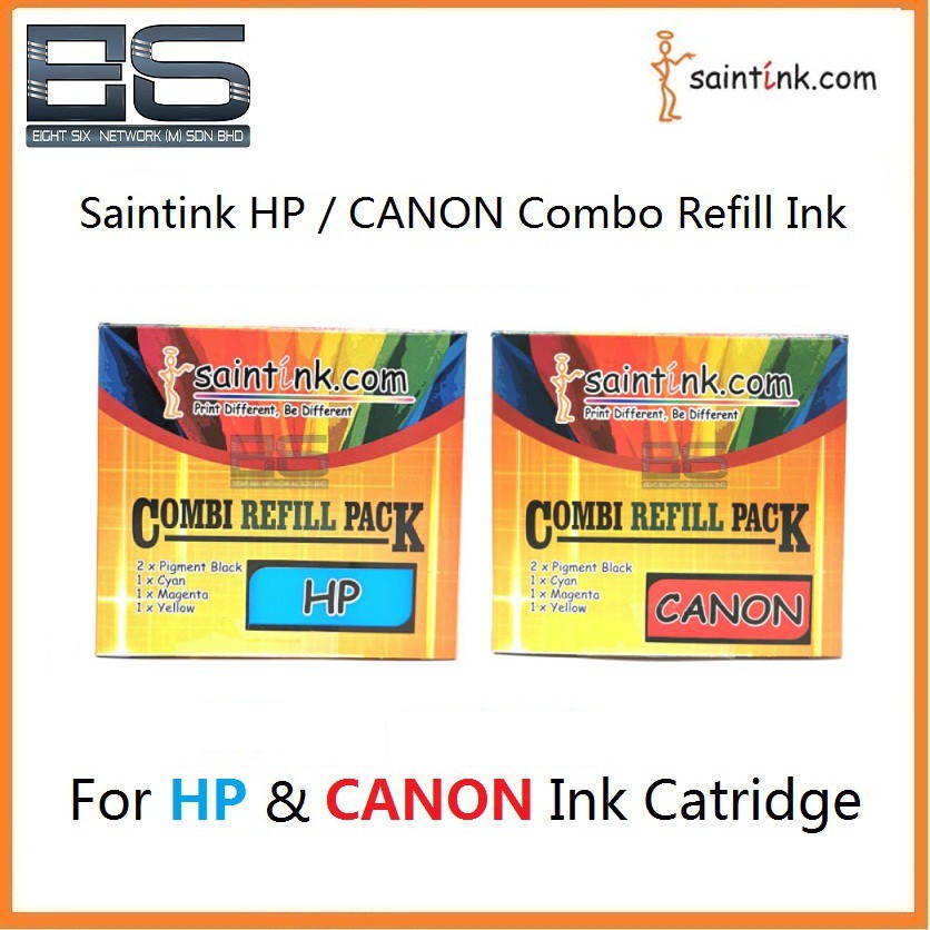 Saintink HP / CANON Combo Refill Ink (Black/Cyan/Yellow/Magenta) CANON PG 47 CL 57 HP 680 682