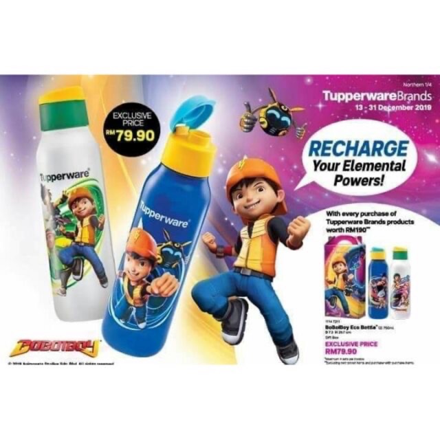 Tupperware Boboiboy Eco Bottle 750ml 1set 2pcs