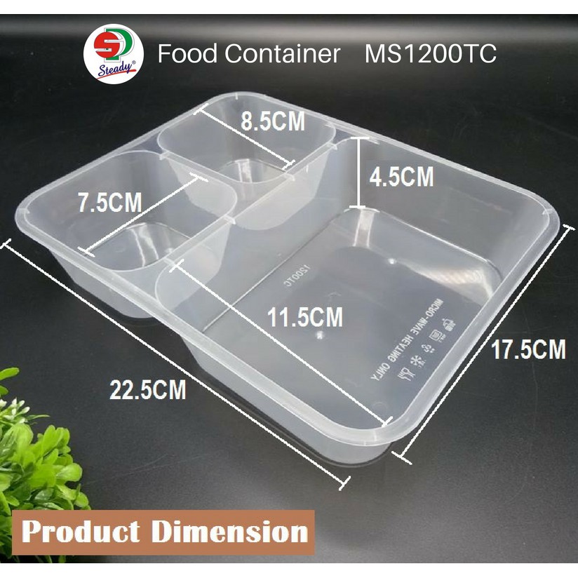 50pcs Plastic Container Ms10ts 3 Compartment Container With Lid Shopee Malaysia