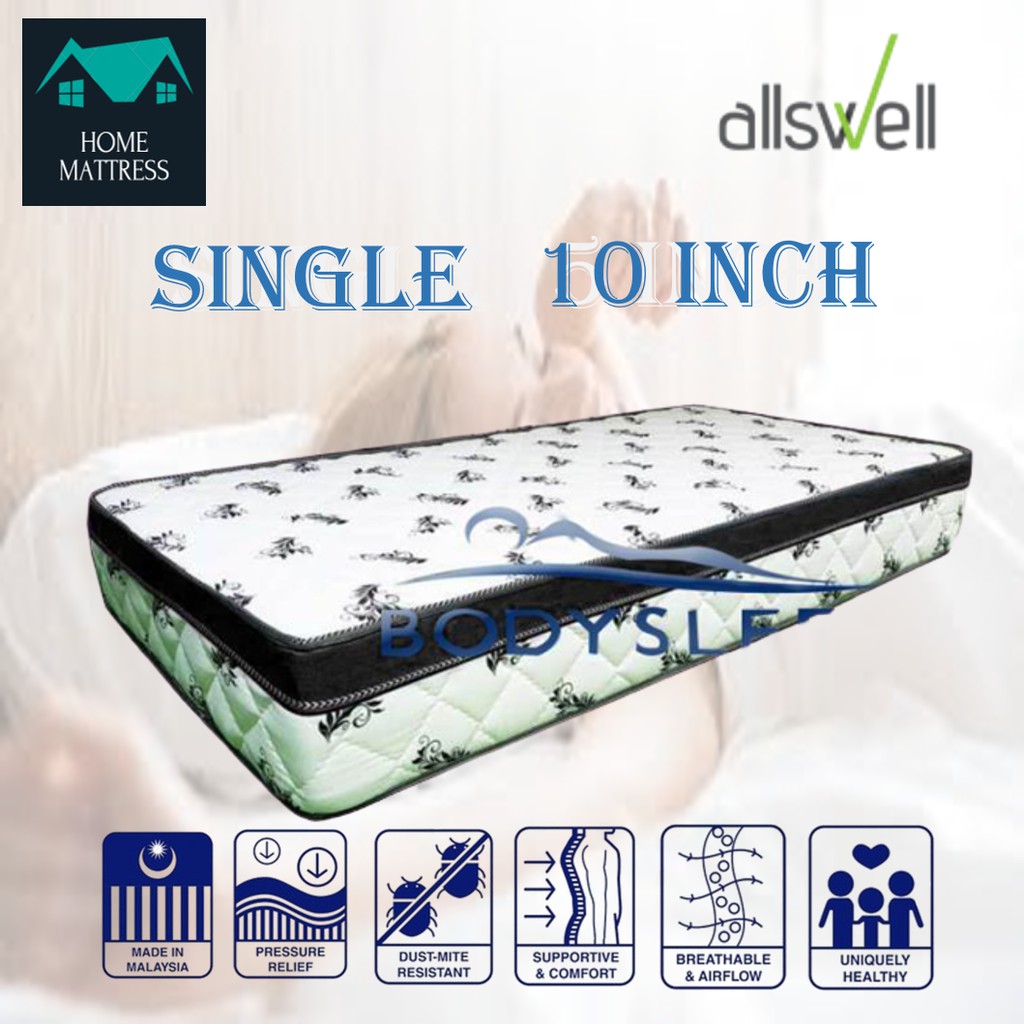 (Free Shipping) AllsWell 10 inch Single Size Mattress 10 inch Tilam