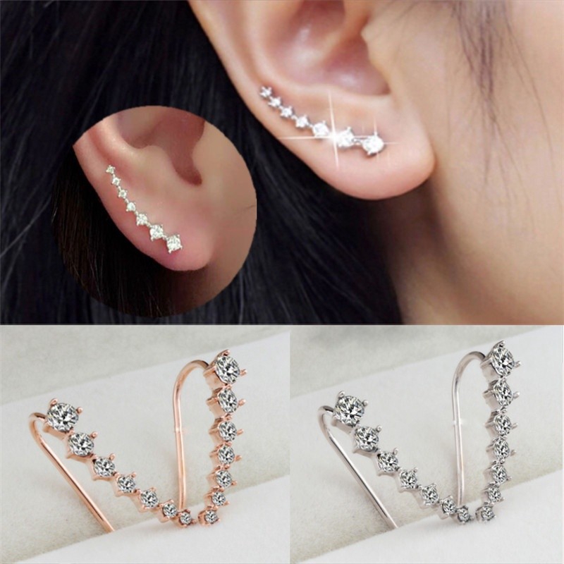 New 1 Pair Chic Lady GP Fashion Plated Crystal Earrings Ear Hook Gifts