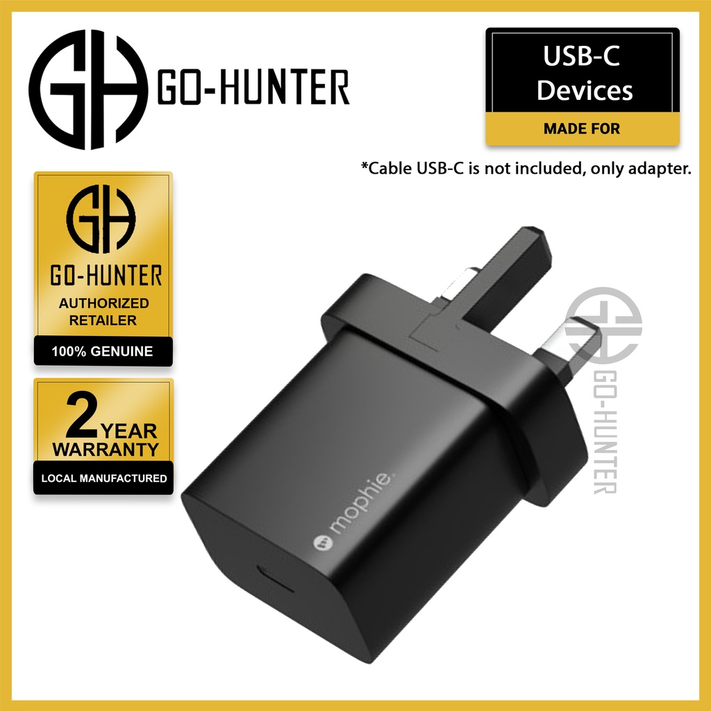 Mophie Wall Adapter USBC PD 20W Fast Charging Black (Barcode