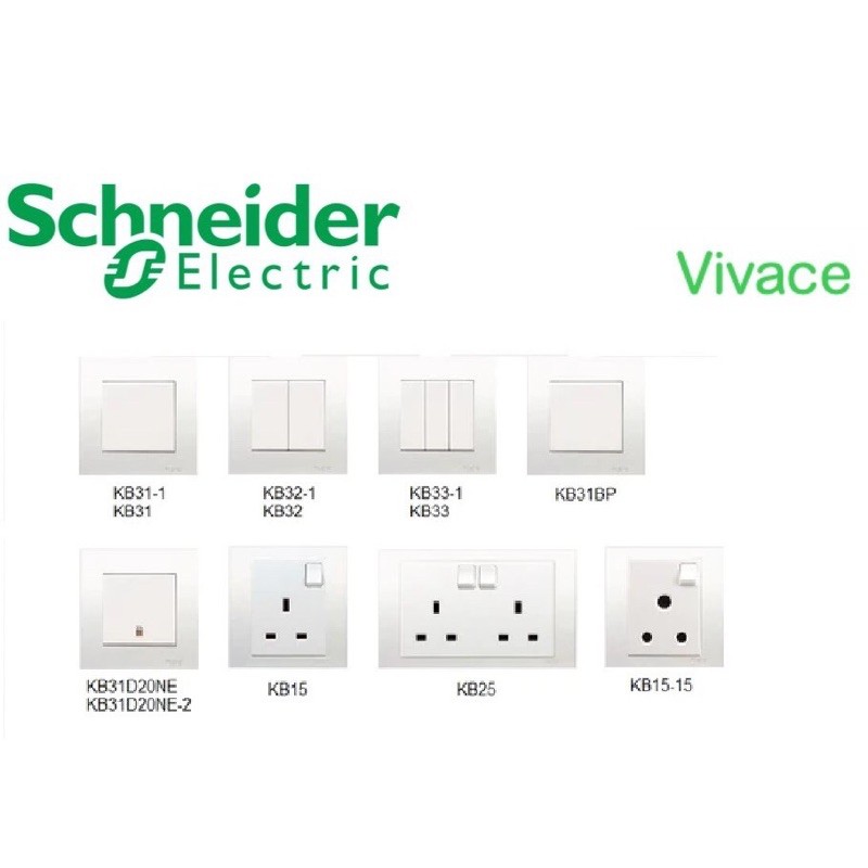 Schneider Vivace Series Switches and Socket (white) | Shopee Malaysia