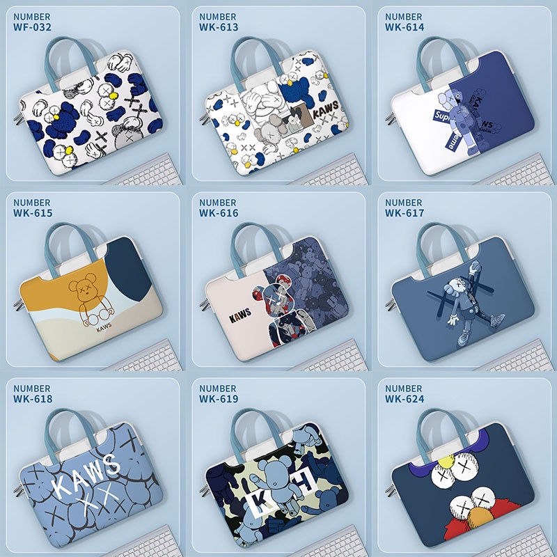 Personalized Laptop Bag Blue Handle 13 14 15 16 17 Inch PU Leather For