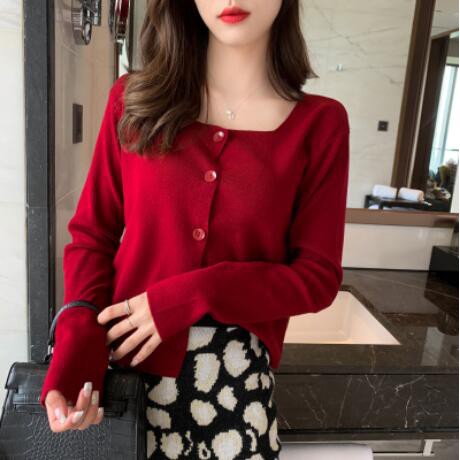 Korean Knitted Sweater Loose Long Sleeve Solid Color Knitted Women's ...
