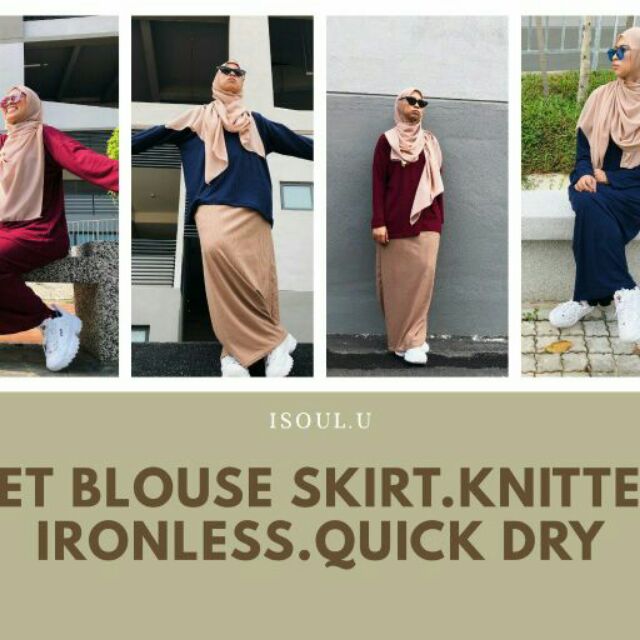  Ready Stock Blouse  top skirt ironless Baju  knit tak  