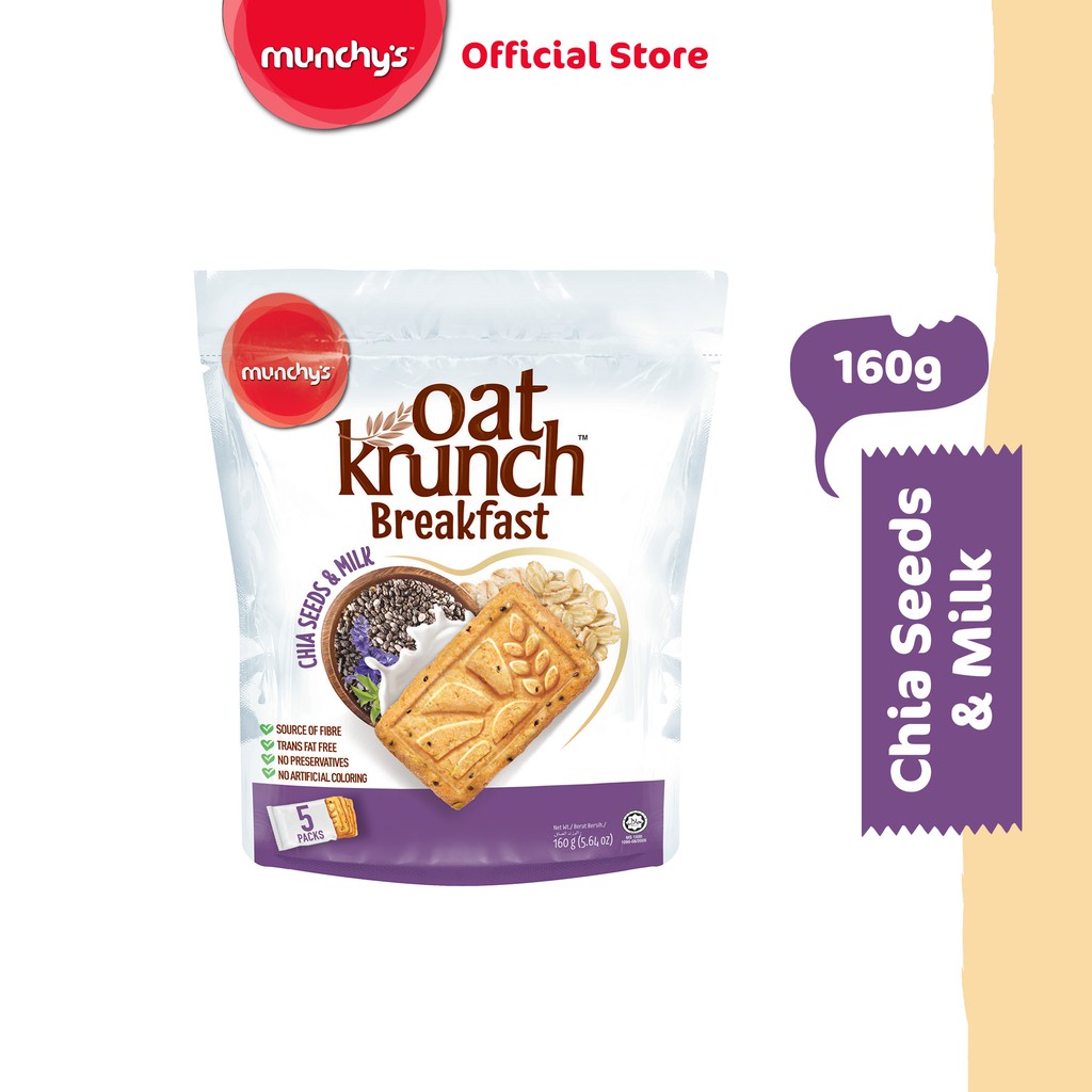 Munchy's Oat Krunch Biscuit Chia Seed & Milk (160g) Shopee Malaysia