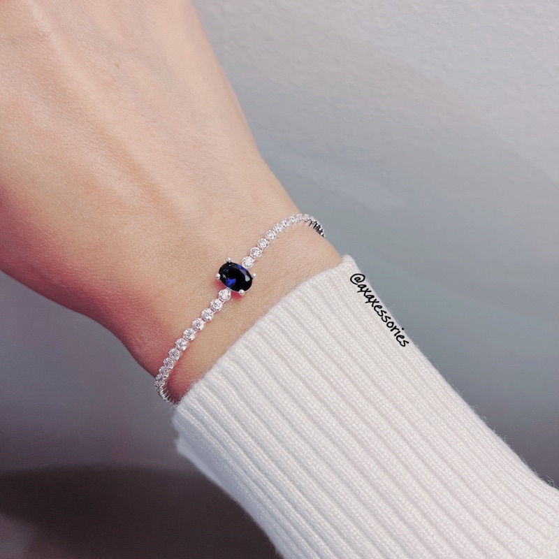 Blue Sparkling Tennis Bracelet | Shopee Malaysia