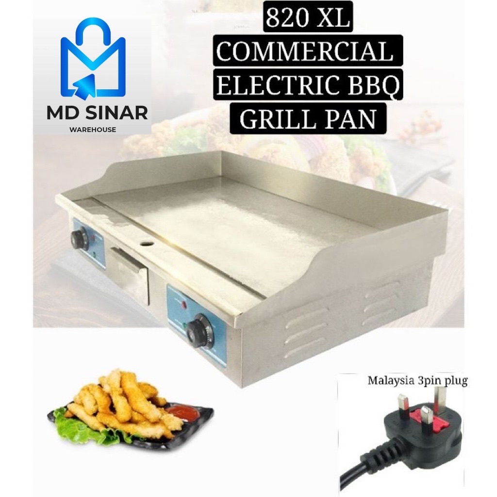 MD SINAR  820 Commercial Stainless Steel  Electric Griddle Desktop BBQ Griddle Western Burger Flat Plate Griddle Dapur