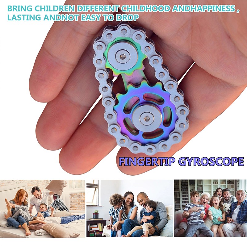 Fingertip Gyro Sprocket Flywheel Finger Gyro Toy Game Chain Toothed Fingertip Toys Fingertip Toys for Kids Silver Anxiety Relief Toys Stress Relief Decompression Gift 2.4in 