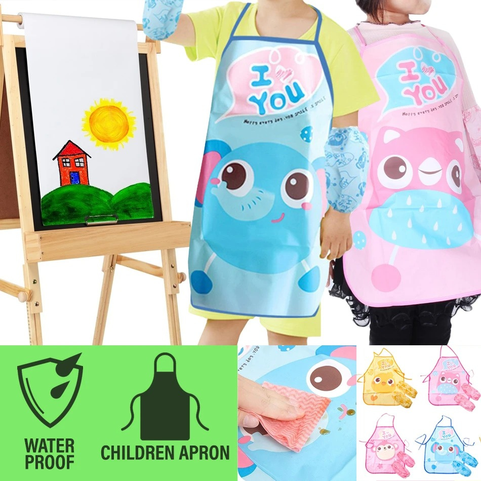 Feeton_homeware Cute Cartoon Children's Apron Set / Set Apron Kanak-kanak / 可爱卡通儿童围裙套装