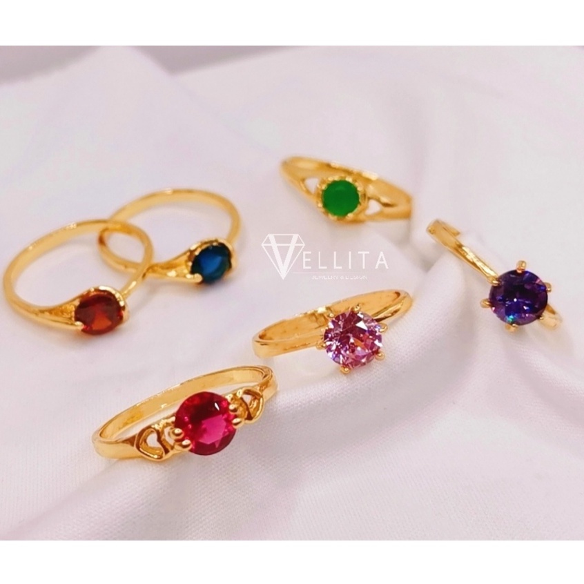 [VJ]Cop916 Ring "Colour Diamond CZ" Single Diamond 999.9 Gold Plated Ring