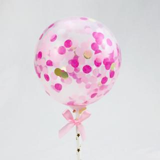 1Pc Round Confetti Balloon Happy Birthday Cake Topper Decor Party Accessories