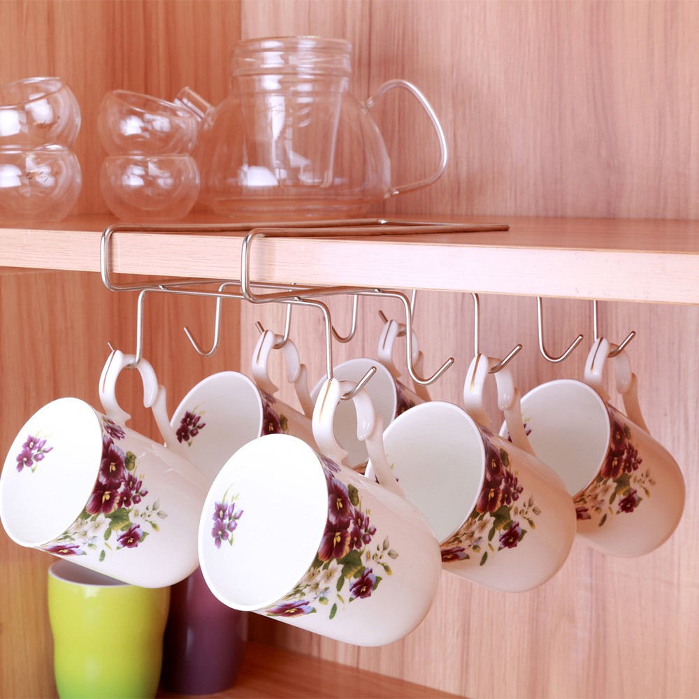 Under Shelf Cup Mug Holder Hanger Coffee Kitchen Storage Rack