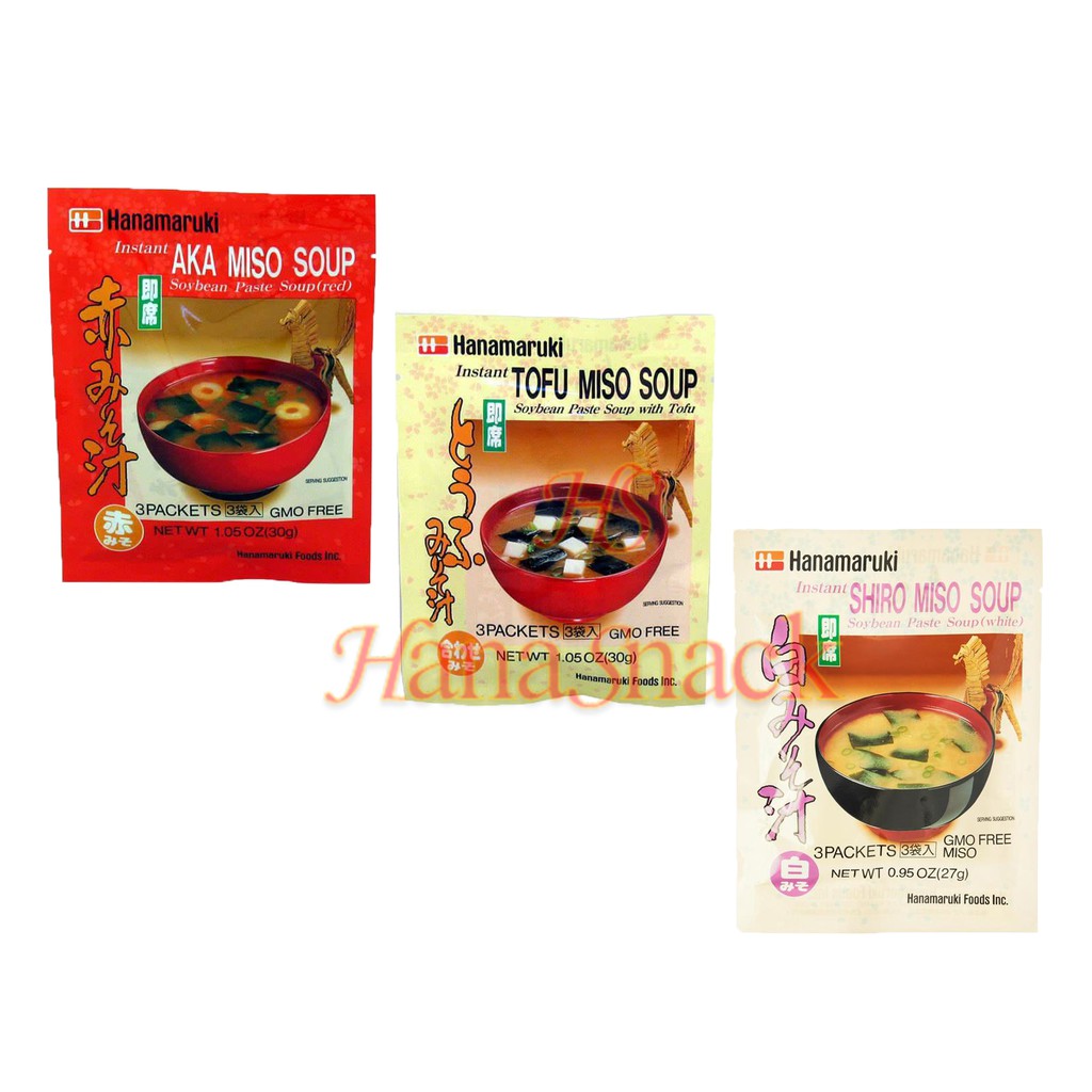 Hanamaruki Instant Miso Soup | Tofu Miso / Shiro Miso / Aka Miso | 90g ...