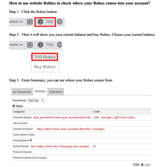 Roblox Robux Purchase Receipt