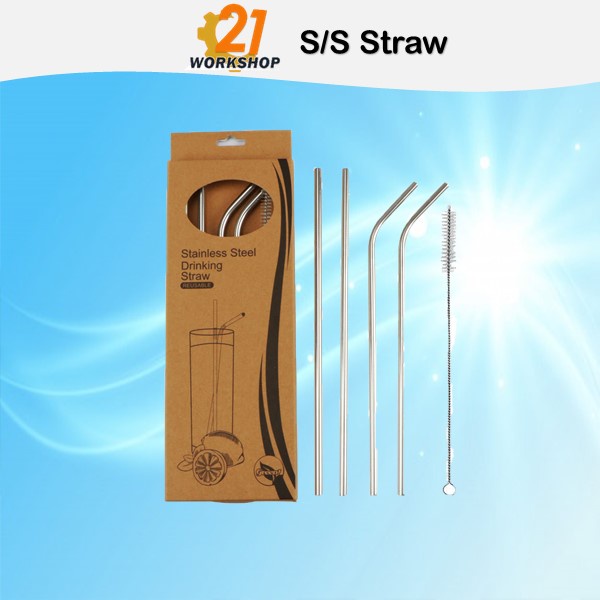 (Ready Stock) Stainless Steel Straw Eco Drinking Metal Straw Reusable Washable in Set I Reusable Straw