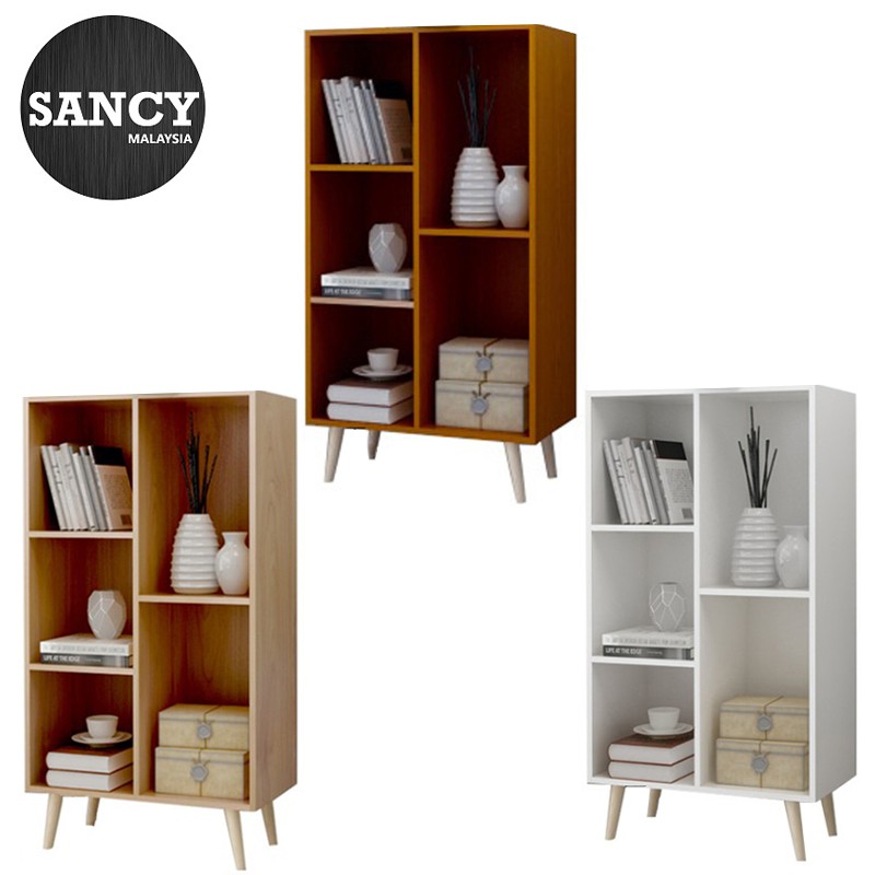 Sancy 5 Compartment Cabinet Wood Organizer Bookcase Storage Shelves Shopee Malaysia