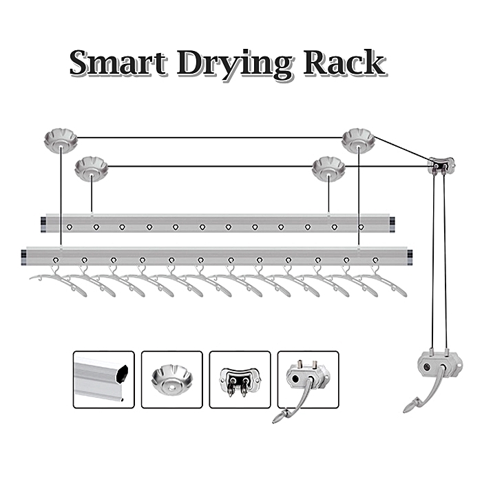 Smart Drying Rack 240cm Ceiling Mounted Lifting Drying Rack