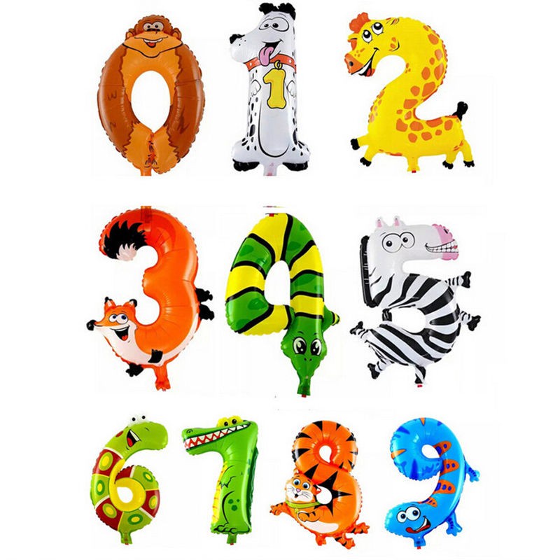Happy Birthday Animal Number Balloon Air Mylar Balloon Party Favor | Shopee  Malaysia