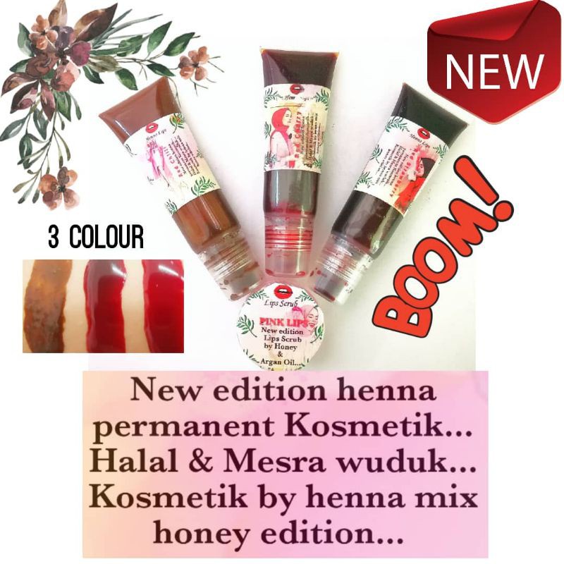 maybelline READY STOK Lipstick Henna Lips Permanent kosmetik lipstick inai halal mesra wuduk red chilli,red strawber