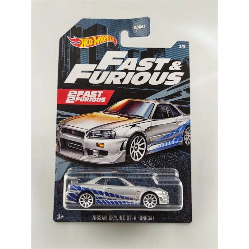 Hot Wheels Fast Furious Nissan Skyline GTR BNR-34 Paul Walker Hobby Car ...