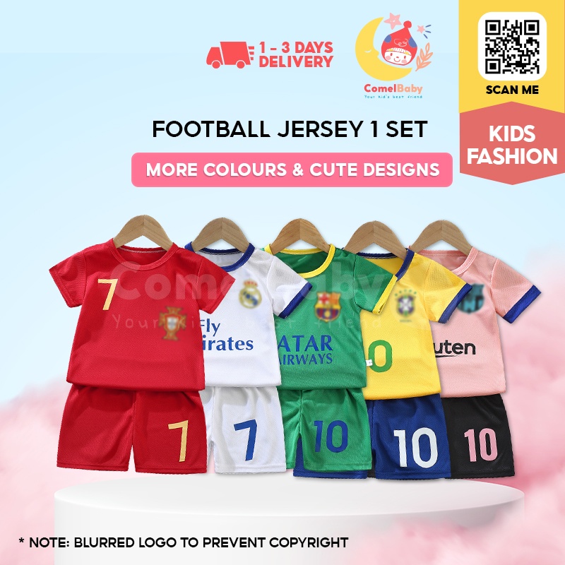 ComelBaby 1-7Y Kids Football Jersey 2PC Set Short Sleeve Shirt Sport Pants Baju Budak Bola Sepak Kanak Kanak_AM10276