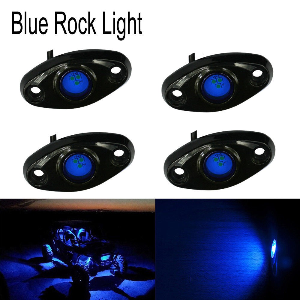 4PCs Blue CREE 9W LED Rock Light Fender Under Glow Lamp Offroad Truck Boat 4WD