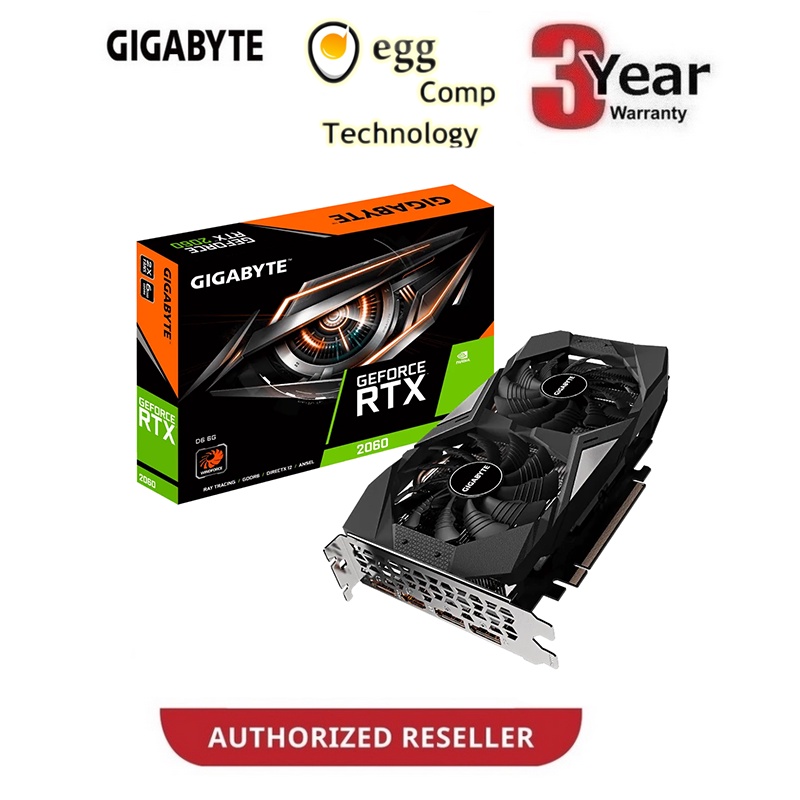 GIGABYTE RTX2060 6GB DDR6 192BIT VGA CARD (GVN2060D66GD) Shopee