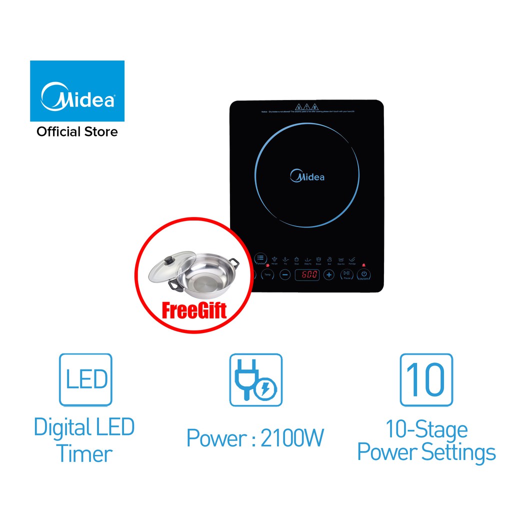Midea C21RT2120 2100W Induction Cooker With Full Glass Touch Control
