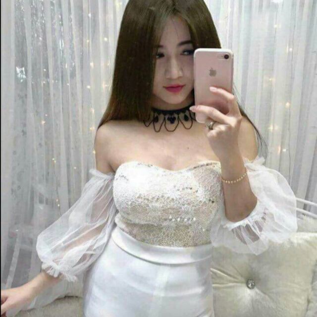 Jump lace with slanted mesh sleeves